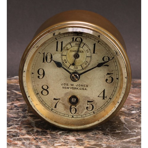 2516 - Automobilia - an early 20th century brass cased car dashboard timepiece, 6.5cm circular clock dial i... 