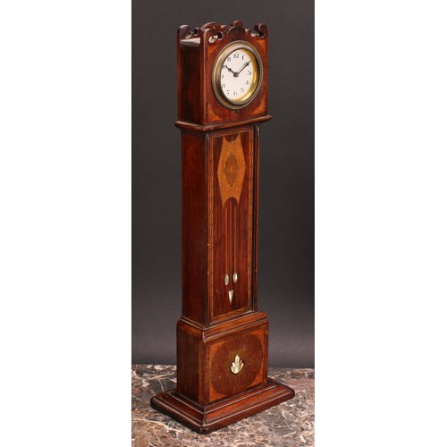 2475 - An early 20th century mahogany and marquetry miniature longcase clock, inlaid in the Secessionist ta... 