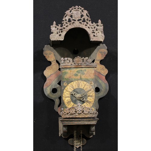 2451 - An early 19th century and later Dutch Zaanse clock, 17cm painted dial inscribed with Roman and subsi... 