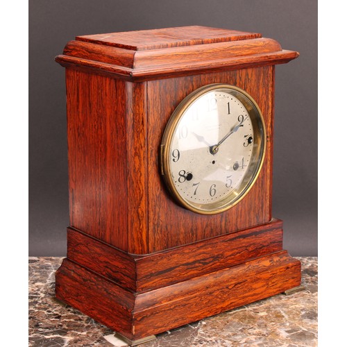 2501 - An early 20th century simulated rosewood mantel clock, 14.5cm circular silvered dial inscribed SETH ... 