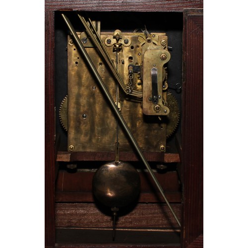 2480 - An early 20th century mahogany mantel clock, 15cm arched silvered dial inscribed with Roman numerals... 