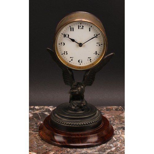 2464 - An early 20th century French Empire Revival desk timepiece, 8cm circular clock dial inscribed with R... 