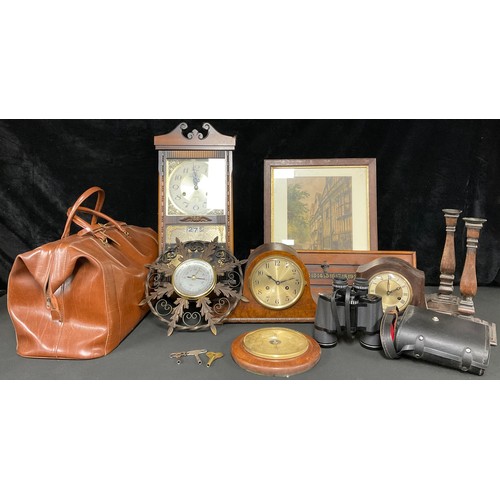 548 - Boxes and Objects - a walnut Napoleon hat mantel clock, 38cm wide, c.1930; a Smith's Enfield bakelit... 