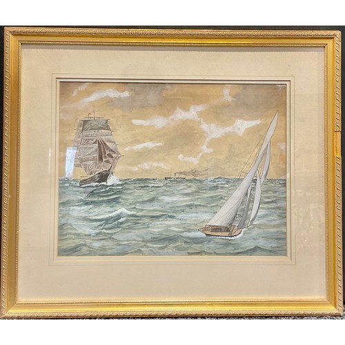 573 - English School  
Steam and Sail, Cutter, Steamboat and Yacht  
unsigned, watercolour