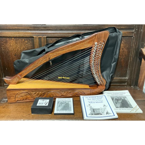 590 - 22 string harp including sheet music and dvd