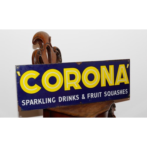 7120 - Advertising - a rectangular shaped single sided enamel sign, 'CORONA, SPARKLING DRINKS & FRUIT SQUAS... 