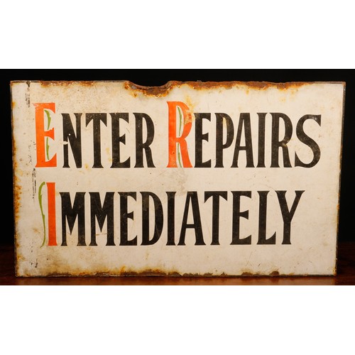 7128 - Street Salvage & Reclamation - a rectangular shaped double sided enamel sign, black and red letterin... 