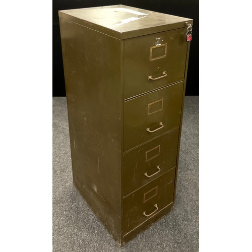 166 - A four drawer metal filing cabinet, 132cm high x 45cm wide x 62cm deep.