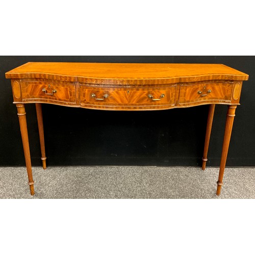 176 - A George III style mahogany canteen sideboard, serpentine-shaped mahogany cross-banded top, three dr... 