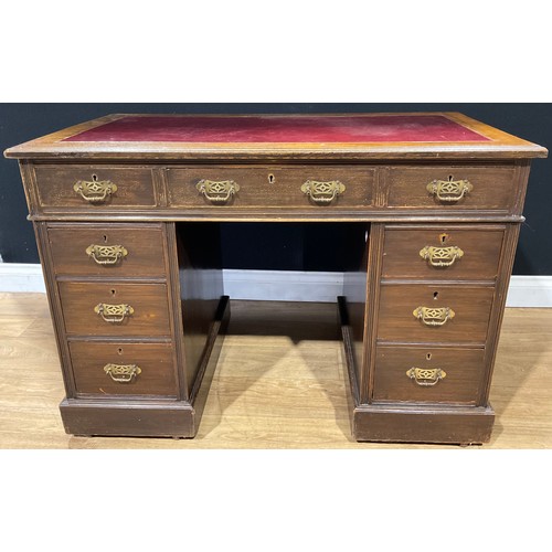 224 - A Victorian twin pedestal desk, c.1890, 74cm high, 107cm wide, 60cm deep