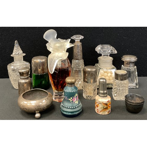 274 - 19th century and later silver mounted scent and  fragrance bottles including pressed glass bottle mo... 