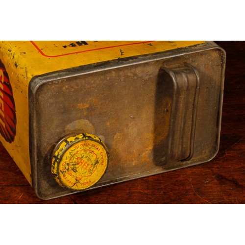 7153 - Motoring Interest - a 1930's/1940's rounded rectangular shaped Shell Motor Oil can, 'DOUBLE SHELL, S... 