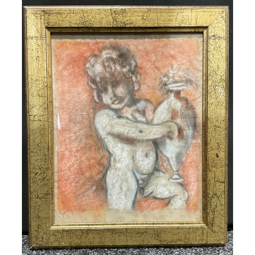 451 - English School
Cherub Holding a Classical Vase, 
unsigned, coloured chalk, 27cm x 22cm