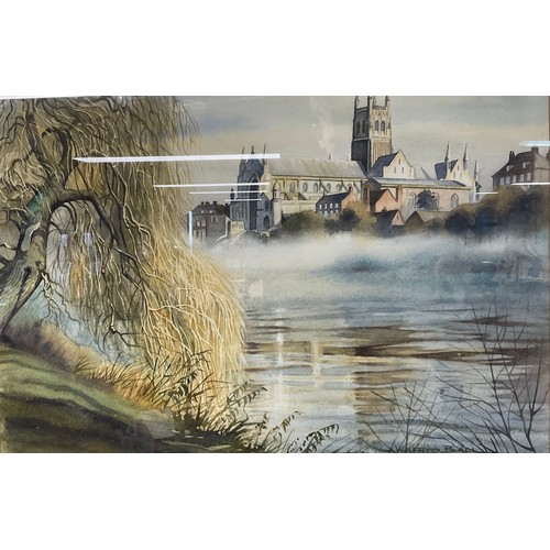 515 - Wilfred Ball (British 1917-2000), Cathedral from the River, signed, watercolour, 30.5cm x 44.5cm