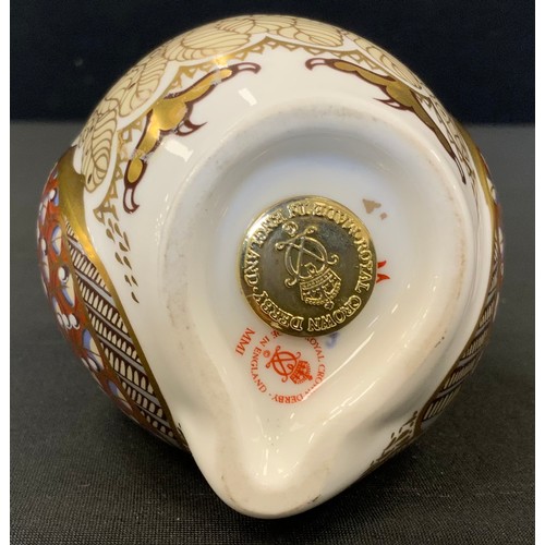 1 - A Royal Crown Derby Owl paperweight, gold stopper, 11.5cm high