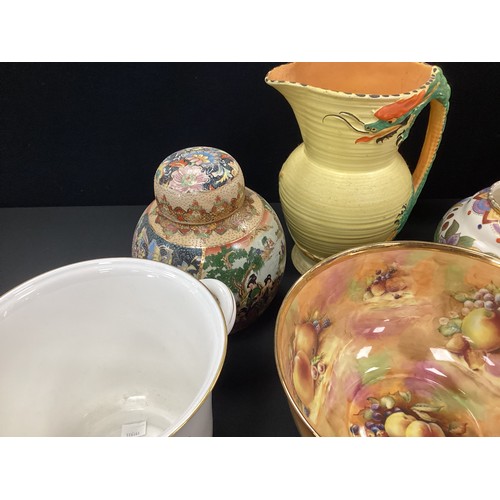 30 - Mid century ceramics including; Carlton ware bowl, 20cm dia, Worcester style bowl, Burleigh ware jug... 