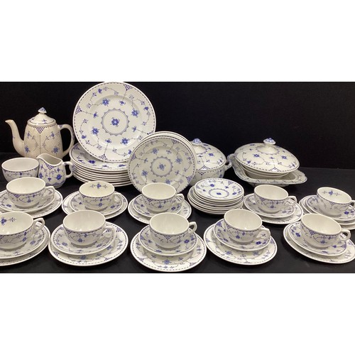 82 - Denmark ‘Franciscan’ pattern table service for eight including; eight dinner plates, six smaller, ei... 