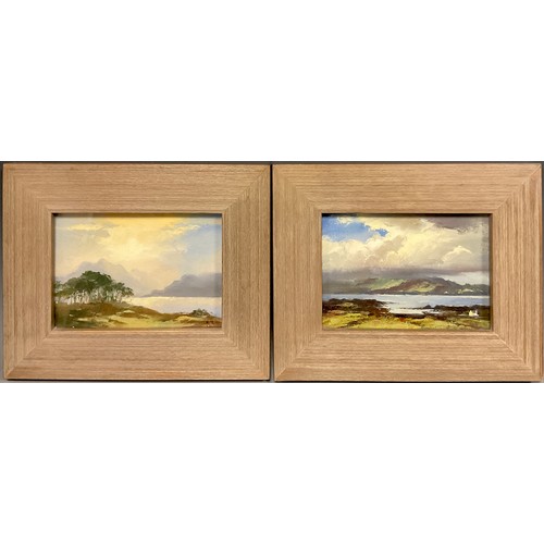 103 - William J Swann, a pair, ‘Crofts, North Skye, Loch Dunvegan’, and ‘Sunrise over Loch Hourn, from Arm... 