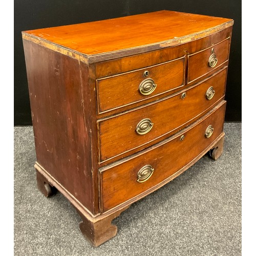 108 - An early Victorian mahogany bow fronted chest, 80cm high, 92cm wide, c.1840