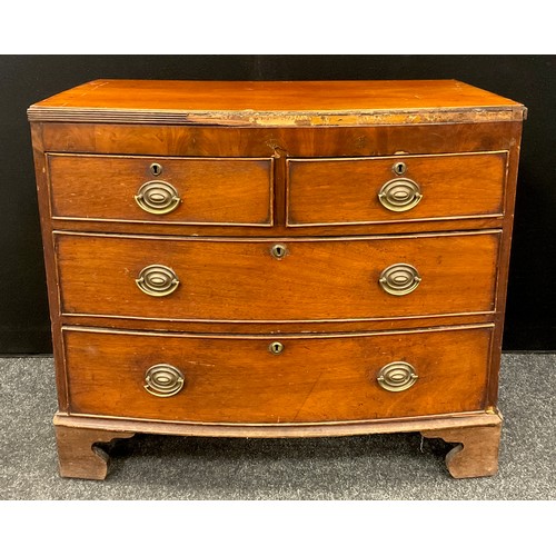 108 - An early Victorian mahogany bow fronted chest, 80cm high, 92cm wide, c.1840