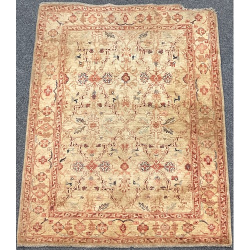 125 - An Afghan type silk and wool mix rug / carpet, 213cm x 148cm.