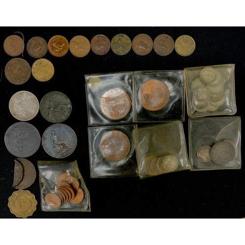 308 - Coins & Tokens - Victorian silver crowns, 1889, 1891, 1896, half crown 1874, silver shilling 199, et... 