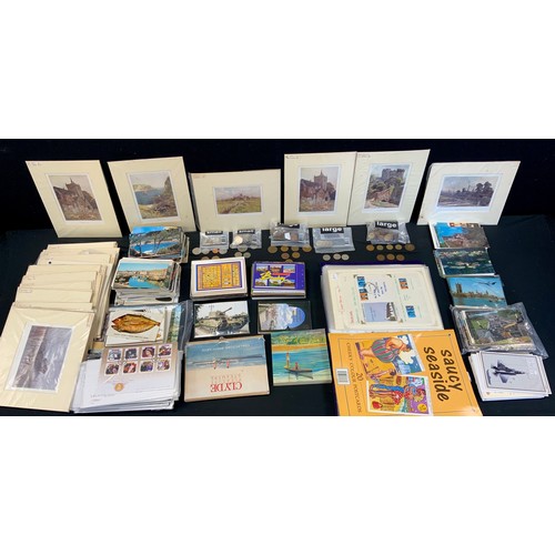 263 - Coins & Postcards - British Edwardian and later coins,  assorted postcards,  stamps and FDCs, proof ... 