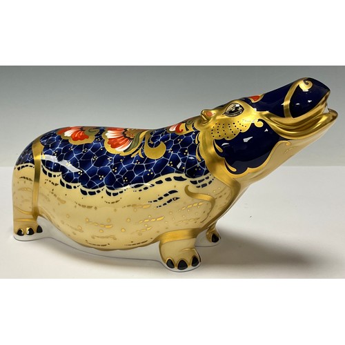 2 - A Royal Crown Derby paperweight, Hippopotamus, this is number 1,328 of a specially commissioned Gold... 