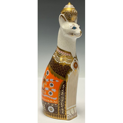 7 - A Royal Crown Derby model, The Royal Cats Collection, Siamese Cat, 22cm tall, printed mark to base, ... 