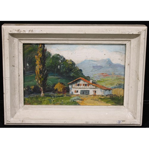 421 - French School (early 20th century)
Le Pays Basque a Ascain
oil on panel, 12cm x 19.5cm