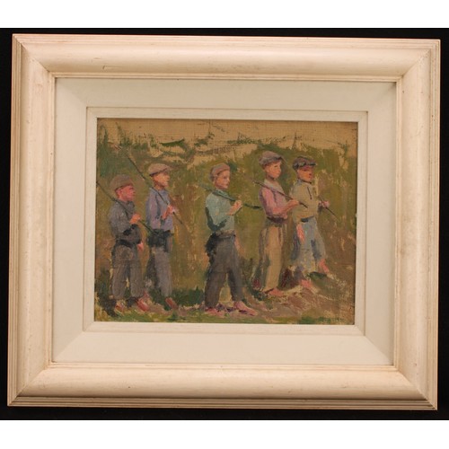 429 - Soviet School (20th century)
Young Recruits,
oil on board, 27cm x 34cm