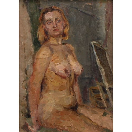 438 - Soviet School (20th century)
Portrait of a Female Nude,
oil on board, 36.5cm x 26cm