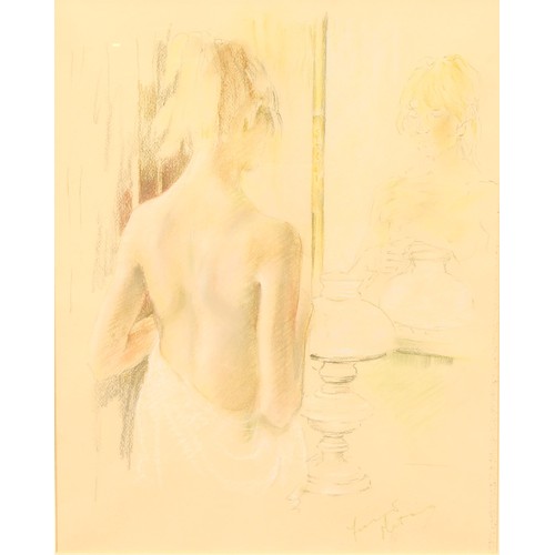 439 - Franco Matania (Bn. Naples, Italy 1922-2006)
Reflection, Female Nude 
signed, paper label to verso, ... 