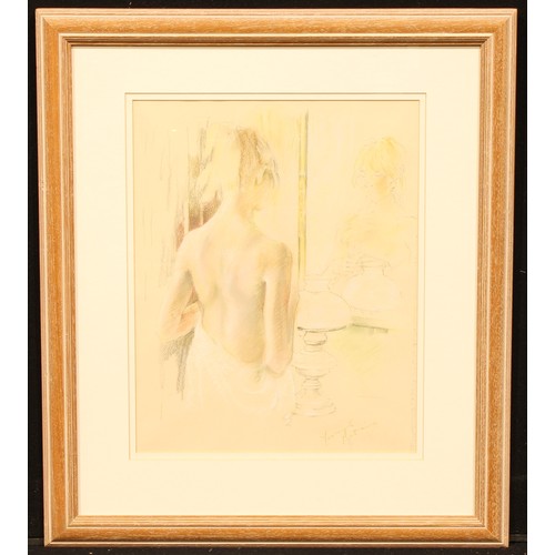 439 - Franco Matania (Bn. Naples, Italy 1922-2006)
Reflection, Female Nude 
signed, paper label to verso, ... 