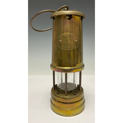 486 - Mining Interest - a brass miner's lamp, Lamp & Limelight Company Hockley, 22cm