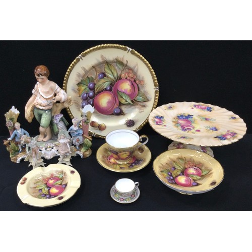 34 - Royal Crown Derby figure of ‘Summer’ painted and signed, ME Townsend, 24cm high, others similar; Ayn... 
