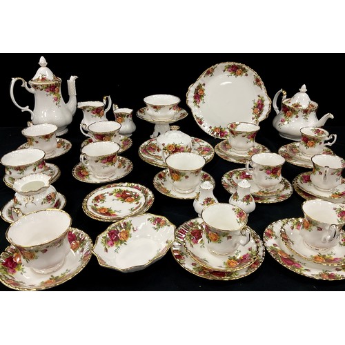 77 - A Royal Albert Old Country Rose pattern tea and coffee set including teapot, coffee pot, six tea cup... 