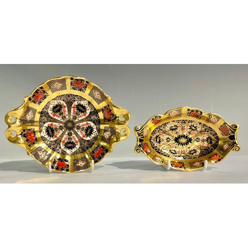 34 - A Royal Crown Derby 1128 Old Imari pattern duchess dish, solid gold band, 16cm wide, first quality; ... 