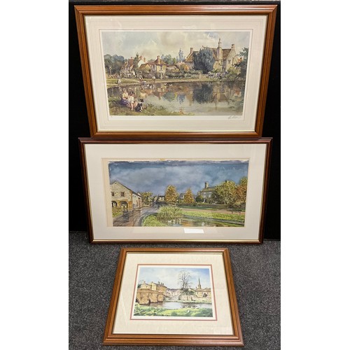 125 - English school, A Countryside village, watercolour, 41cm x 74cm;  Sturgeon, by and after, The Villag... 