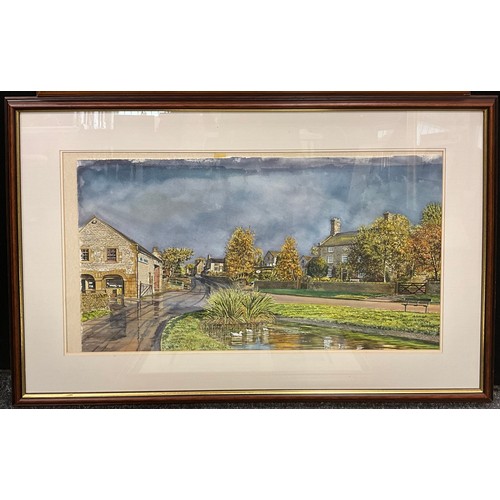 125 - English school, A Countryside village, watercolour, 41cm x 74cm;  Sturgeon, by and after, The Villag... 