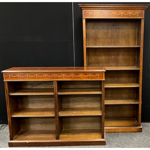 149 - A Sheraton revival tall open bookcase, four tiers of shelving, 179.5cm high x 81.5cm wide x 28.5cm d... 