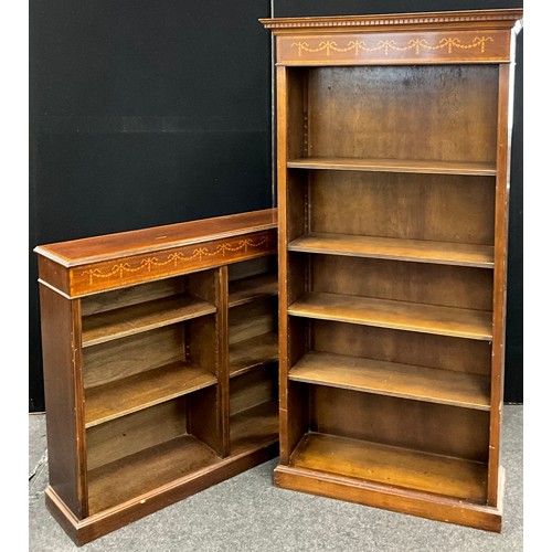 149 - A Sheraton revival tall open bookcase, four tiers of shelving, 179.5cm high x 81.5cm wide x 28.5cm d... 