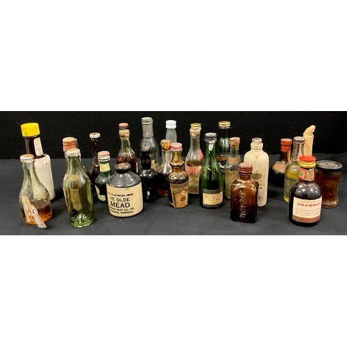 211 - Miniature spirits including; Angostura aromatic bitters, Glenfiddich scotch whiskey, Schnapps peach;... 