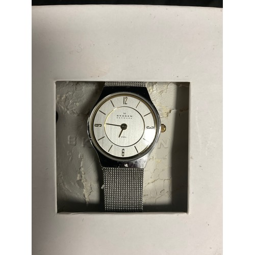 232 - Watches - Skagen steel ladies wristwatch, boxed;  others Rotary, Octus 17 jewel, Swatch etc qty