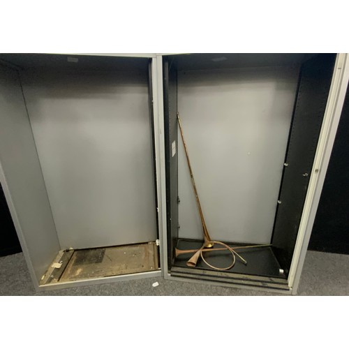 204 - A pair of Haworth metal tambour/roller shutter door cabinets 162cm x 100cm x 47.5cm (2)