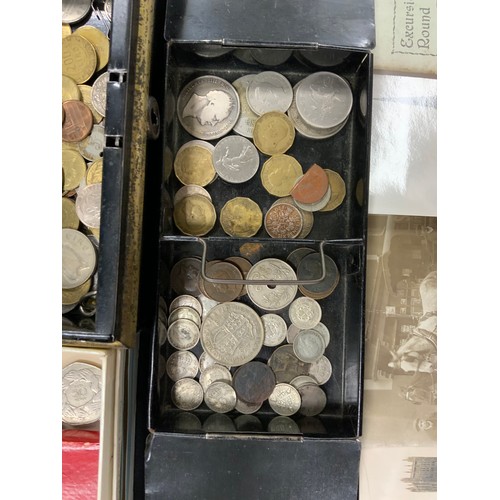 237 - A quantity of Stamps and Coins, postcards and newspapers; etc