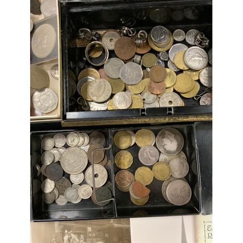 237 - A quantity of Stamps and Coins, postcards and newspapers; etc