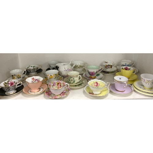 56 - Tableware - Floral tea cup duos including; Hammersley, Royal Standard, Adderley, Paragon, Bavaria, R... 