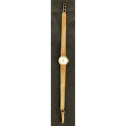 275 - A Rotary 9ct gold cased bracelet wristwatch, integral strap, 15g gross, boxed