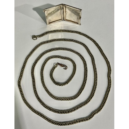 123 - Jewellery - a white coloured metal guard chain, 147cm long; Silver and Plated - an 800 silver miniat... 